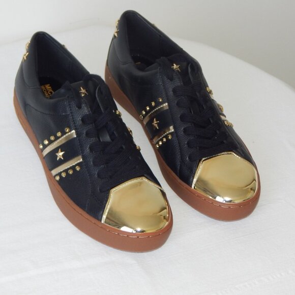 Michael Kors Frankie Stripe Leather Studded Low Top Lace-up Sneaker Shoe NIB - Picture 2 of 11